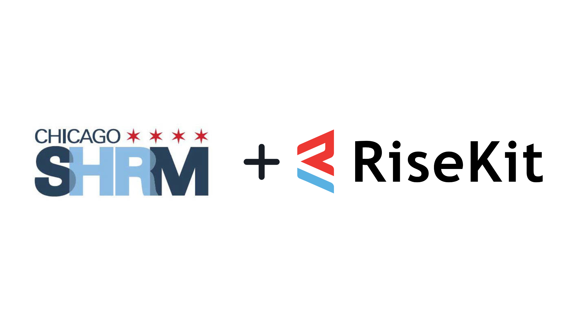 Chicago SHRM logo plus sign RiseKit logo